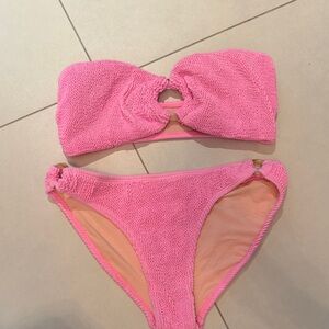 Pink Textured Bikini Set looks like Hunza G